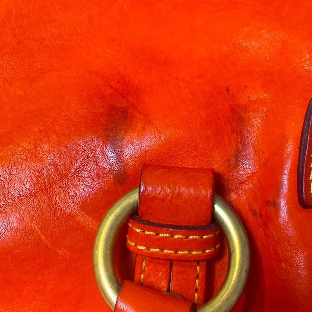 RARE! Dooney & Bourke Orange Florentine Leather Satchel w/Whipstitch Detail EUC! - Picture 15 of 16